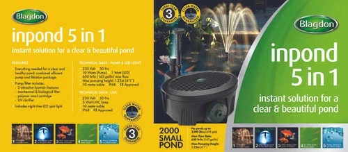 Blagdon Inpond 5in1 2000 Combined Pond Filter, UVC & Pump - Image 2