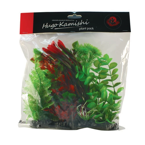 Hugo Kamishi Artificial Red / Green Plant Mix - Pack Of 5